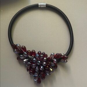 Statement Women's Necklace with Deep Garnet Crystal Cluster